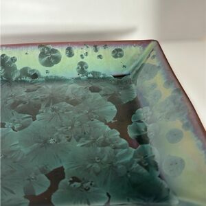 Elegant Green Floral Ceramic Dish